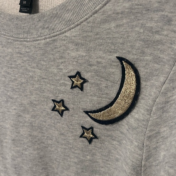 J.CREW CELESTIAL PATCHES GREY SWEATSHIRT STARS AND MOON. SIZE: M. - Picture 3 of 6